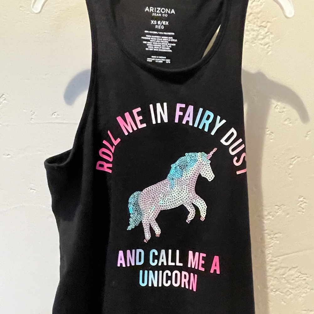 Black unicorn tank with sequins
